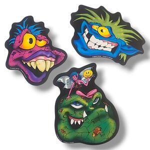 Vintage 90s Y2K Prism 3 Monster Heads Vending Machine Stickers NOS